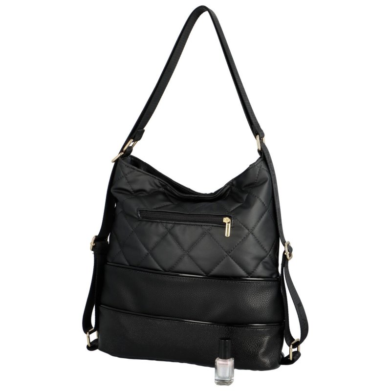 Luxusní dámská koženková kabelka/batoh Lucy, černá