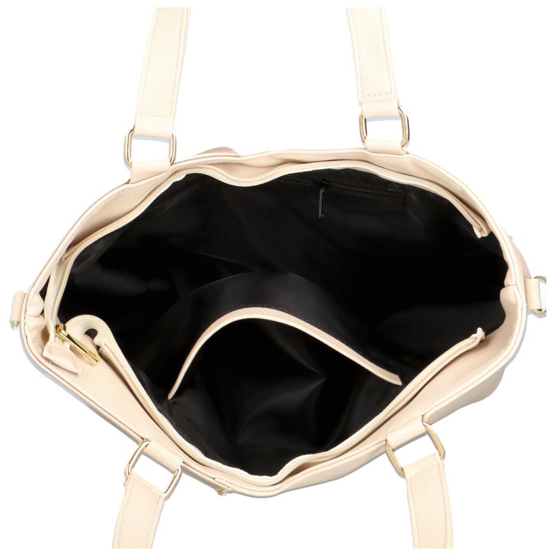 Luxusní dámská koženková kabelka Tereny, béžová - zlatá