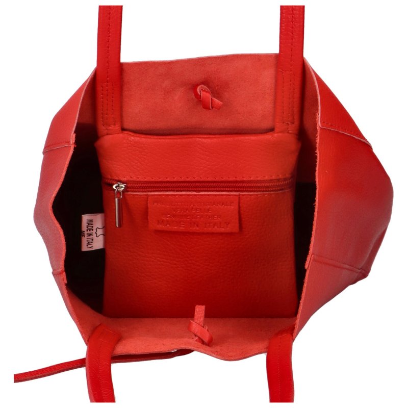 Jednoduchá kožená kabelka přes rameno Rita, červená