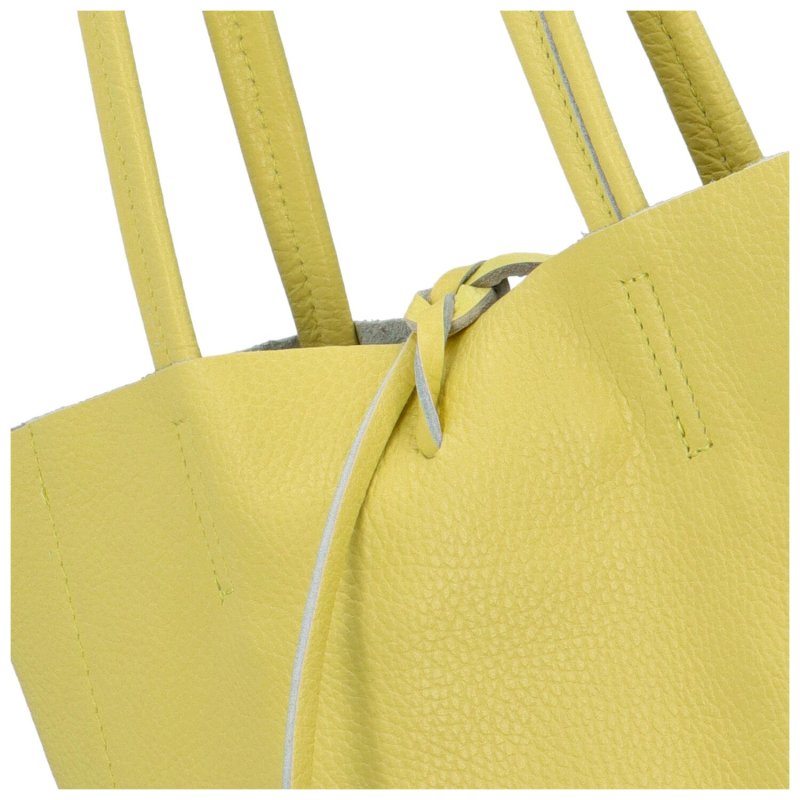 Jednoduchá kožená kabelka přes rameno Rita, žlutá