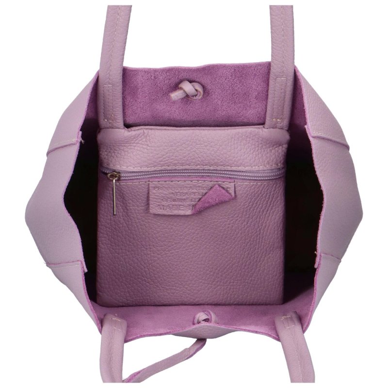 Jednoduchá kožená kabelka přes rameno Rita, fialová