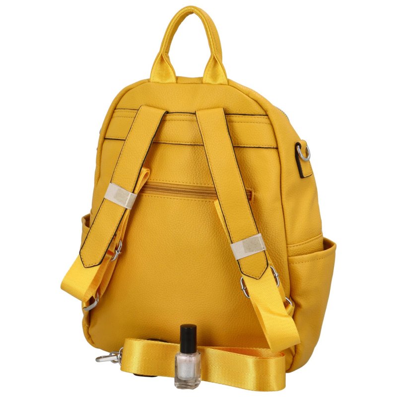 Trendy dámský koženkový batůžek Zora, žlutá