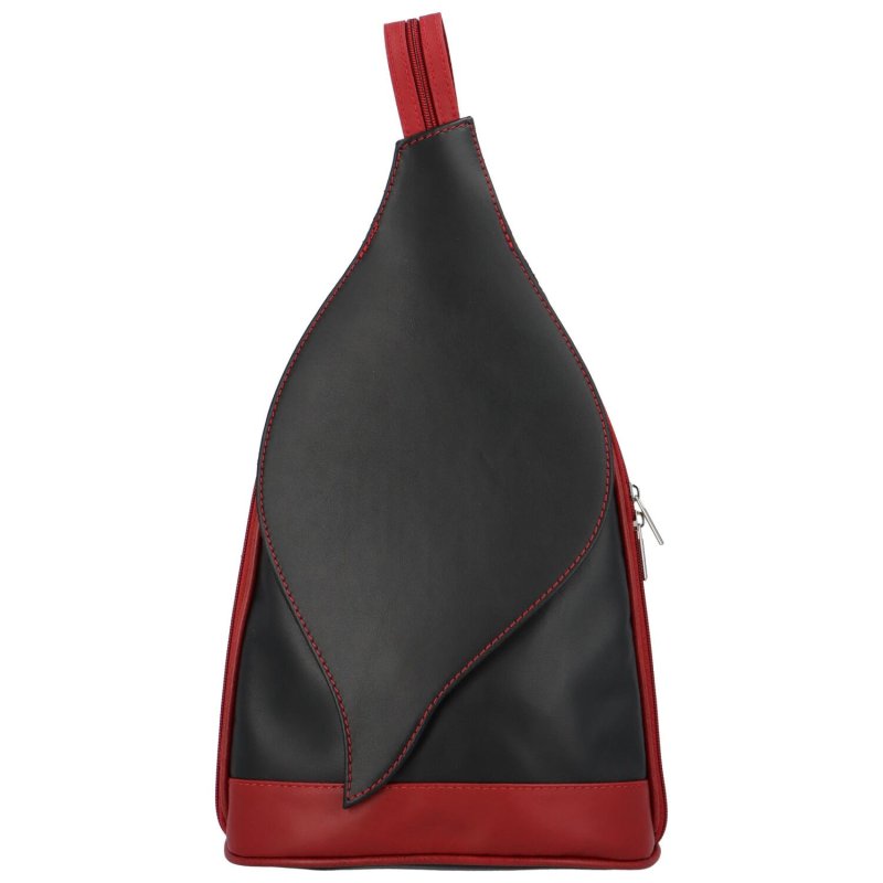 Zajímavý dámský kožený batůžek Emma, černá - červená