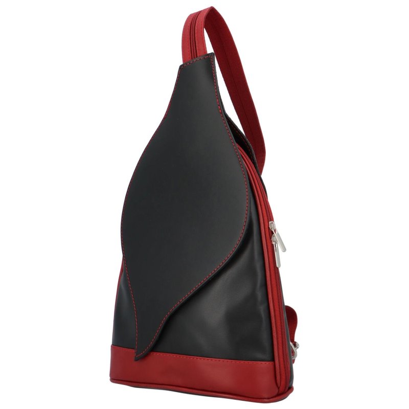 Zajímavý dámský kožený batůžek Emma, černá - červená