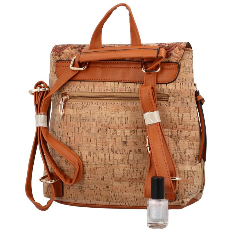 Trendová dámská korková kabelka/batoh Verama, jemný vzor