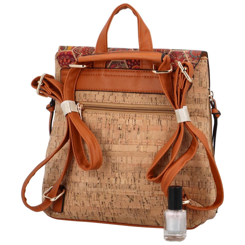 Trendová dámská korková kabelka/batoh Verama, šestiúhelník
