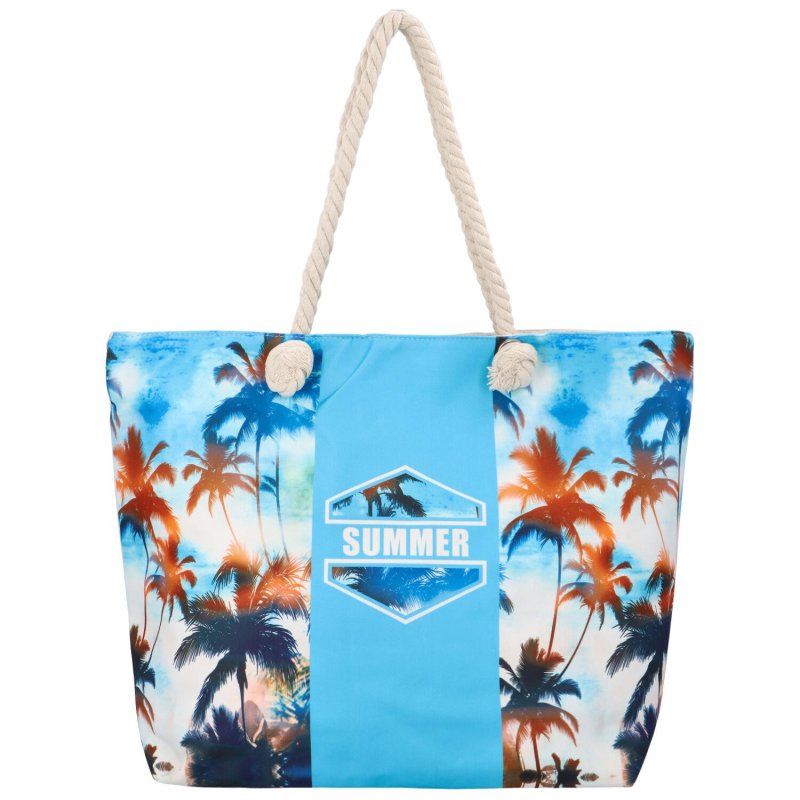 Prostorná plážová taška Tropy, modrá