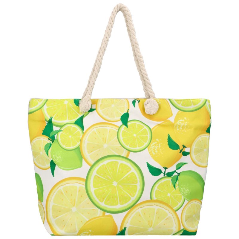 Textilní plážová taška Citronáda, limetka a citrón