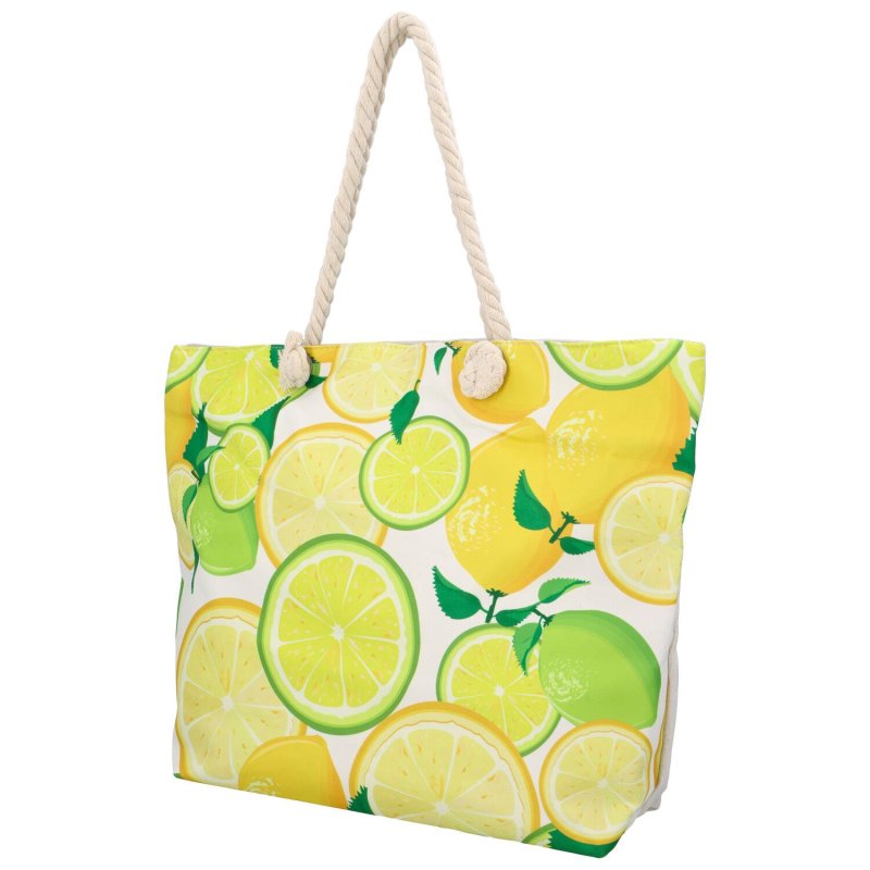 Textilní plážová taška Citronáda, limetka a citrón