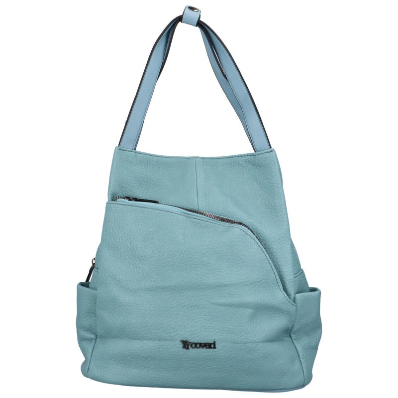 Designový dámský koženkový batůžek/taška Armand, světle modrá