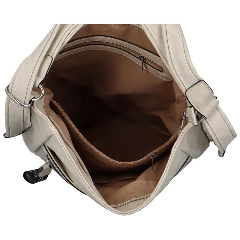 Praktická dámská koženková kabelka/batoh Ida, světle béžová