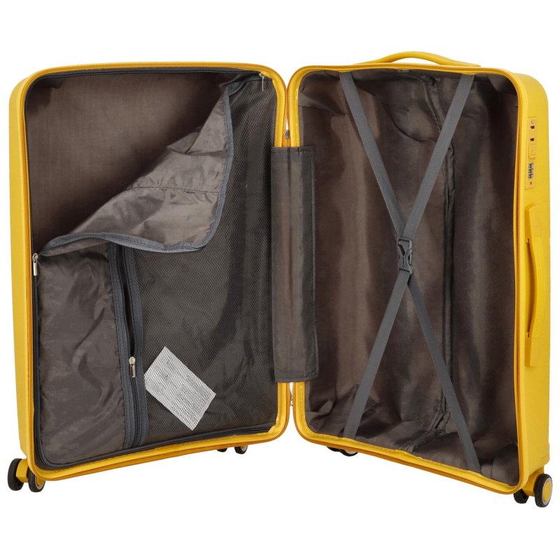 Cestovní plastový kufr Voyex velikosti M, žlutý