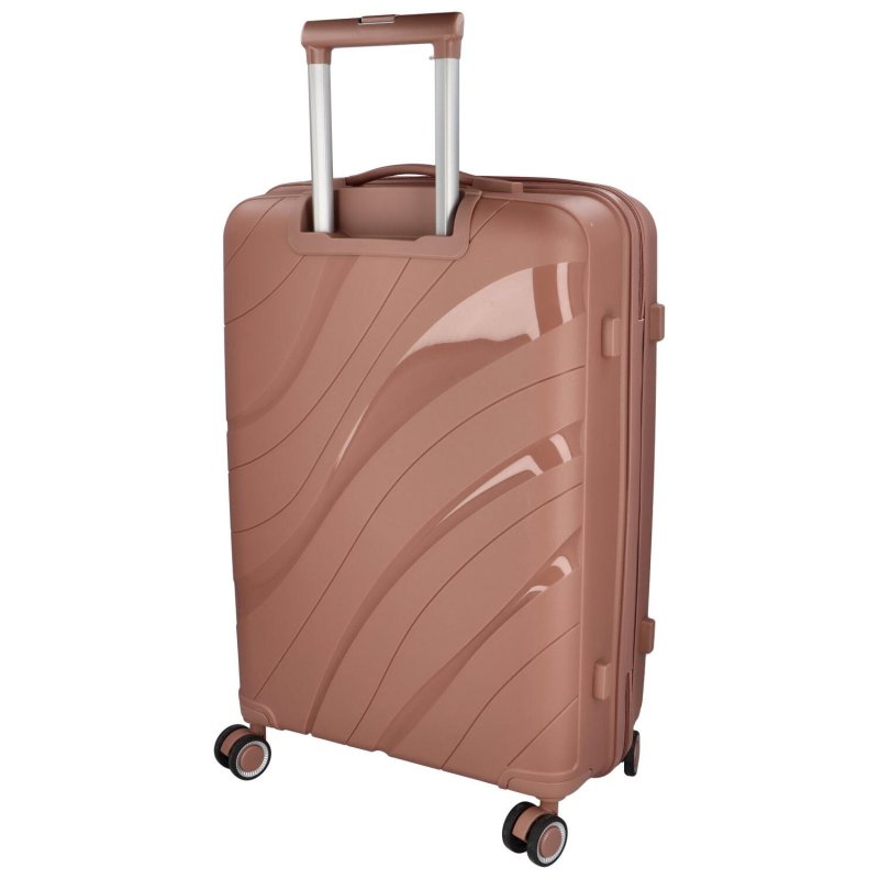 Cestovní plastový kufr Voyex velikosti S, růžová zlatá