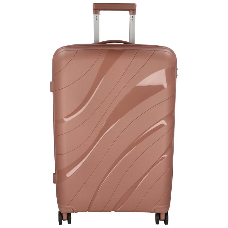 Cestovní plastový kufr Voyex velikosti L, růžová zlatá
