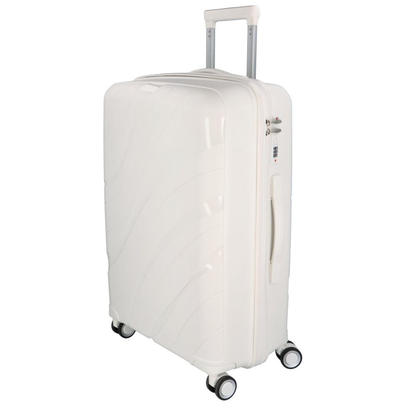 Cestovní plastový kufr Voyex velikosti L, bílý
