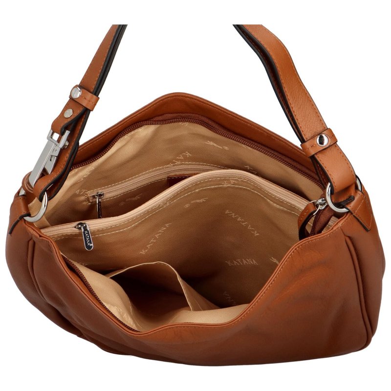 Luxusní dámská kabelka přes rameno Katana Cemora, koňaková