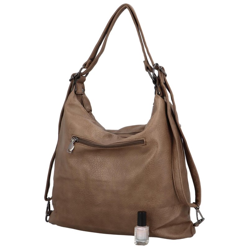 Trendová dámská kabelka/batoh Retion, tmavě béžová