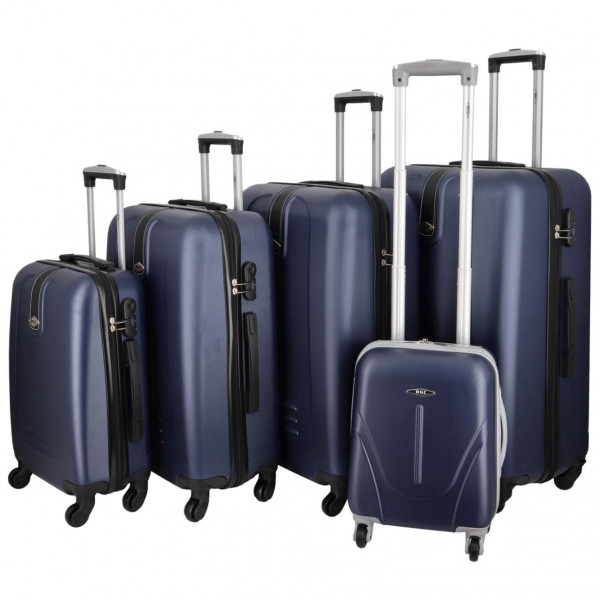 Pětidílná sada plastových cestovních kufrů Peek, tmavě modrá