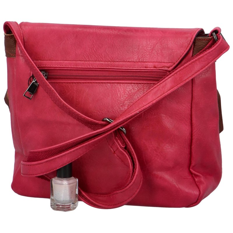 Praktická dámská taška na rameno s klopou Luciano, výrazná růžová