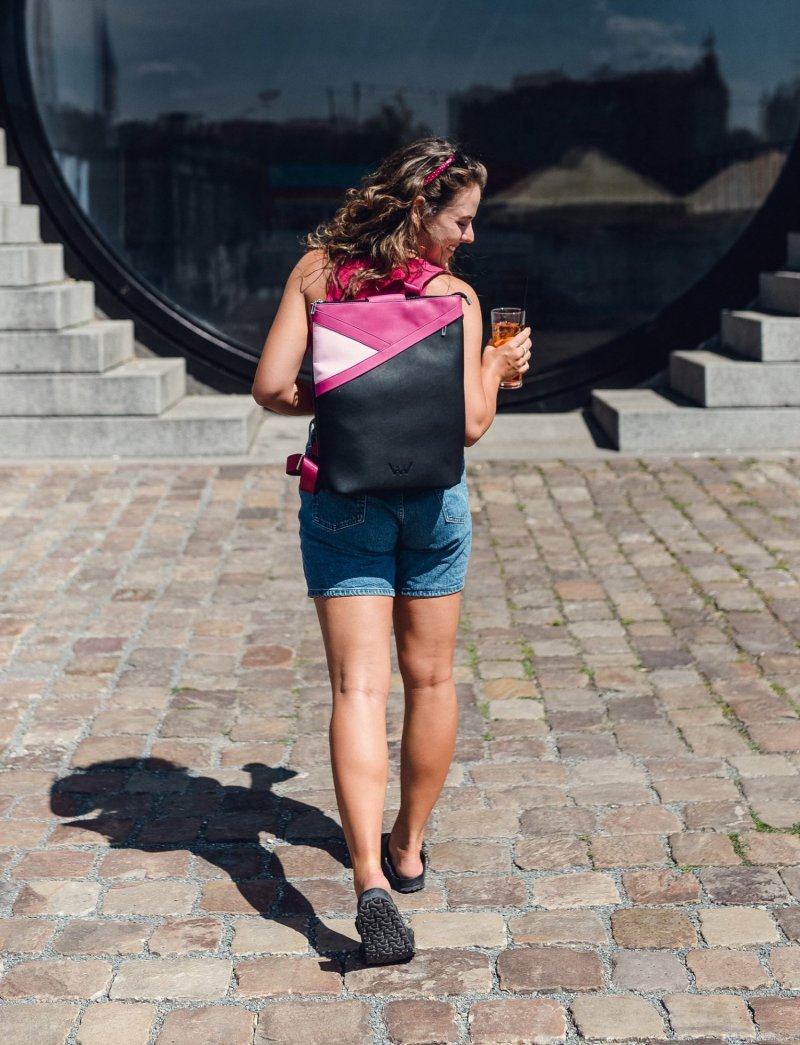Dámský koženkový batoh VUCH Soddy, černo růžový