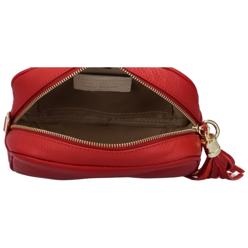 Elegantní dámská kožená crossbody kabelka Liane, červená