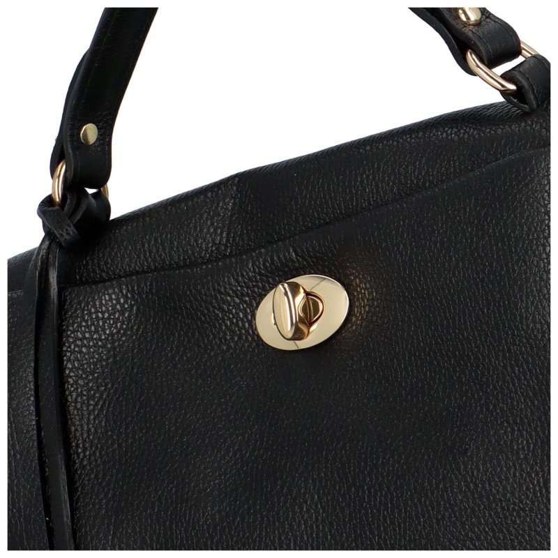 Elegantní dámská kožená kabelka do ruky Celebrían, černá