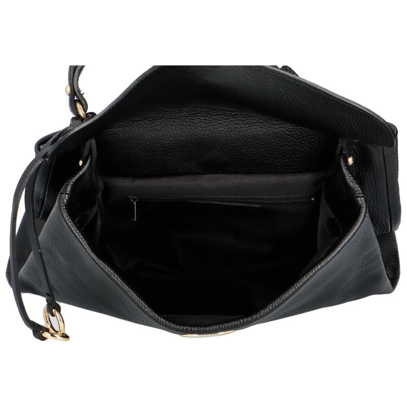 Elegantní dámská kožená kabelka do ruky Celebrían, černá