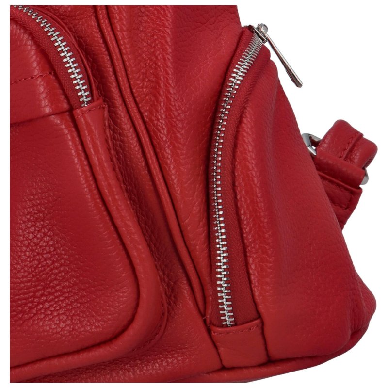 Trendový dámský kožený batůžek Ursula, červená