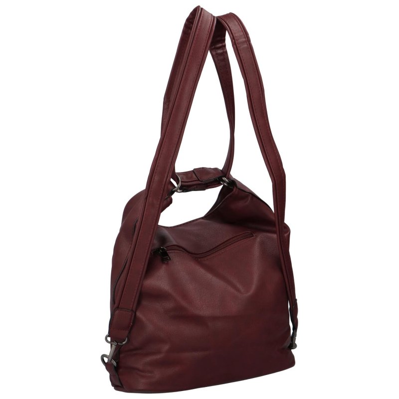 Trendy dámský koženkový kabelko-batoh Renee,  tmavě červená