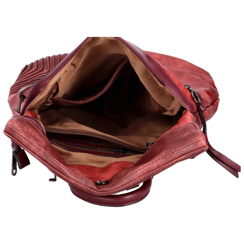 Trendy dámský koženkový batoh Frida, červená