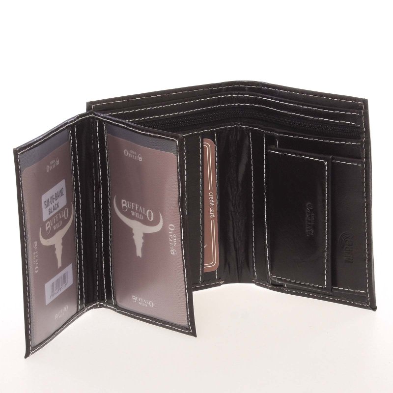 Praktická pánská kožená peněženka Buffalo USA, černá