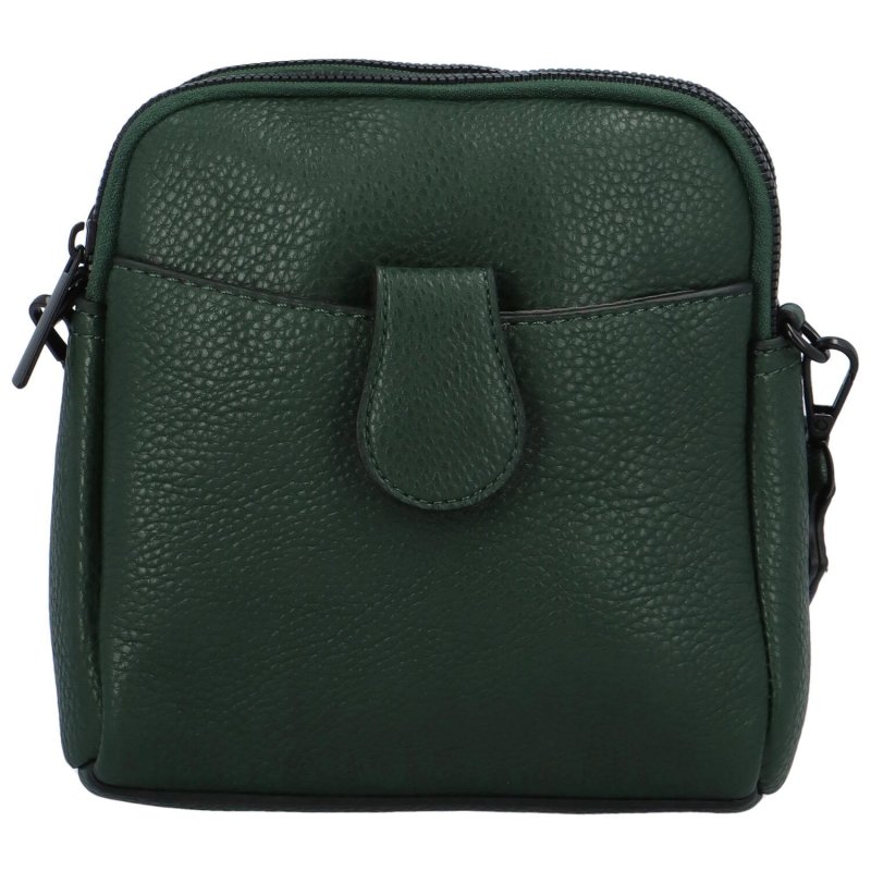 Trendy malá dámská koženková kabelka Josette, tmavě zelená