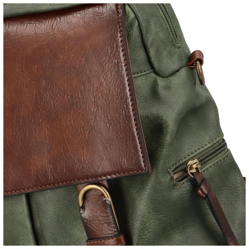 Stylový dámský koženkový batoh Belen , zelená