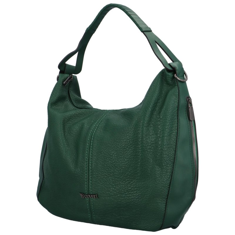 Trendy dámská koženková kabelka Corinne, tmavě zelená