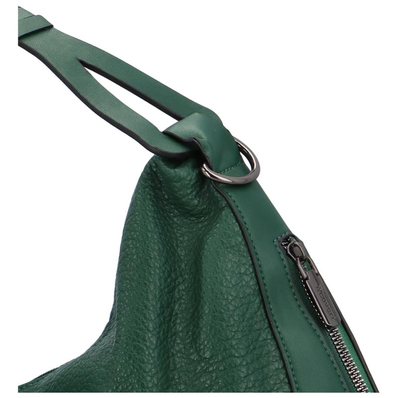 Trendy dámská koženková kabelka Corinne, tmavě zelená