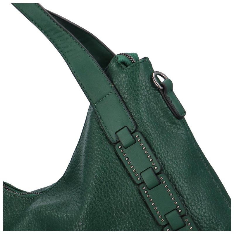 Módní dámská koženková kabelka Emilie, tmavě zelená