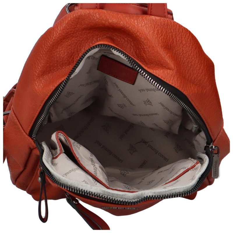 Stylový dámský koženkový kabelko-batoh Sellen , cihlová
