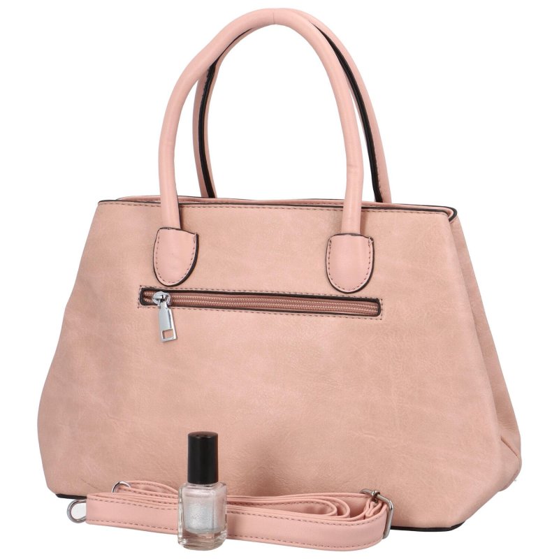 Elegantní dámská koženková kabelka do ruky  Antonella,  světle růžová