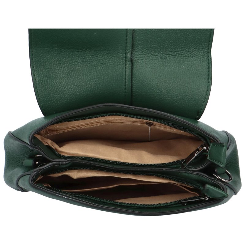Stylová dámská koženková kabelka Arianna,   tmavě zelená