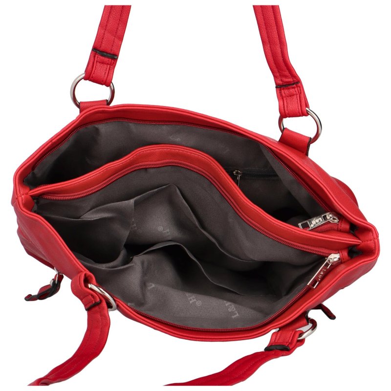 Stylová větší dámská kabelka přes rameno Amilla, červená