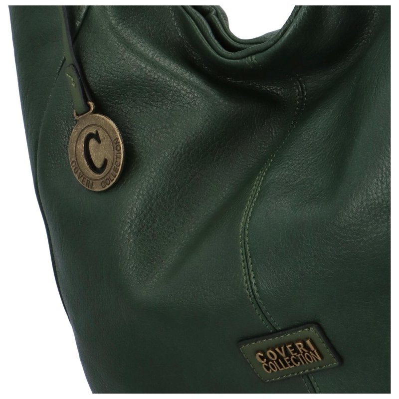 Stylová dámská koženková kabelka na rameno Elena, tmavě zelená
