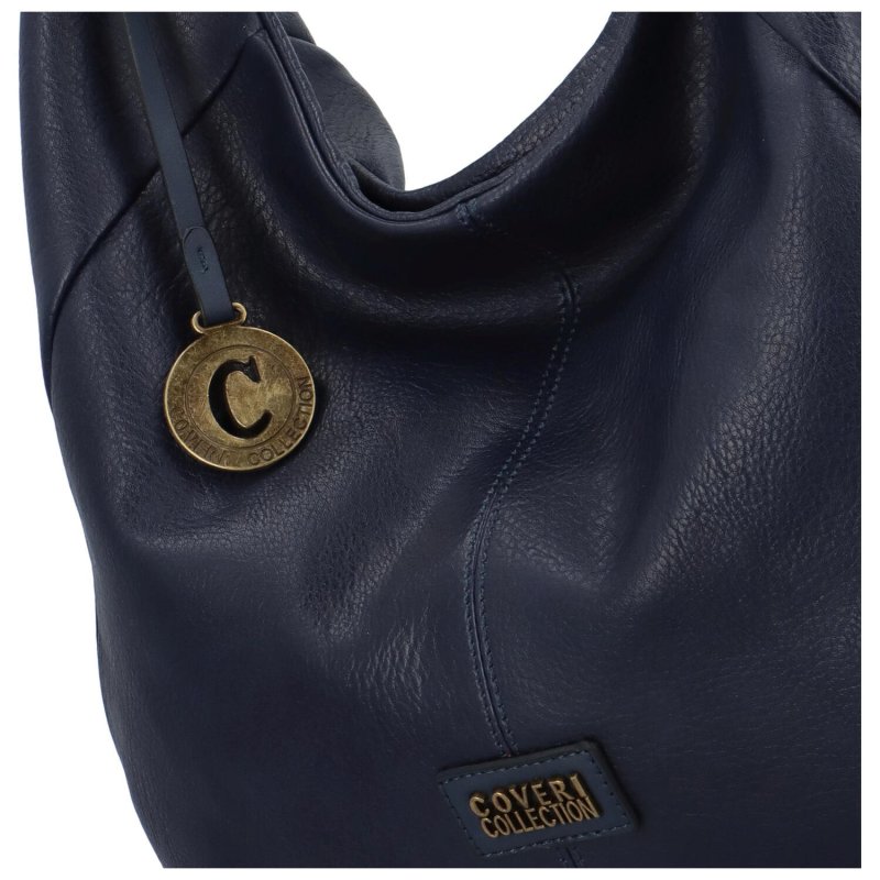 Stylová dámská koženková kabelka na rameno Elena, tmavě modrá