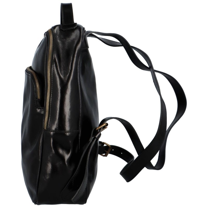 Stylový dámský kožený batůžek Delami Vera Pelle Baylor, černá