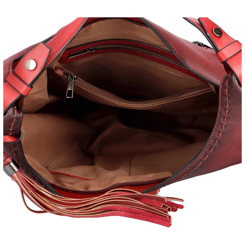 Trendy dámská koženková kabelka na rameno Carolline, červená