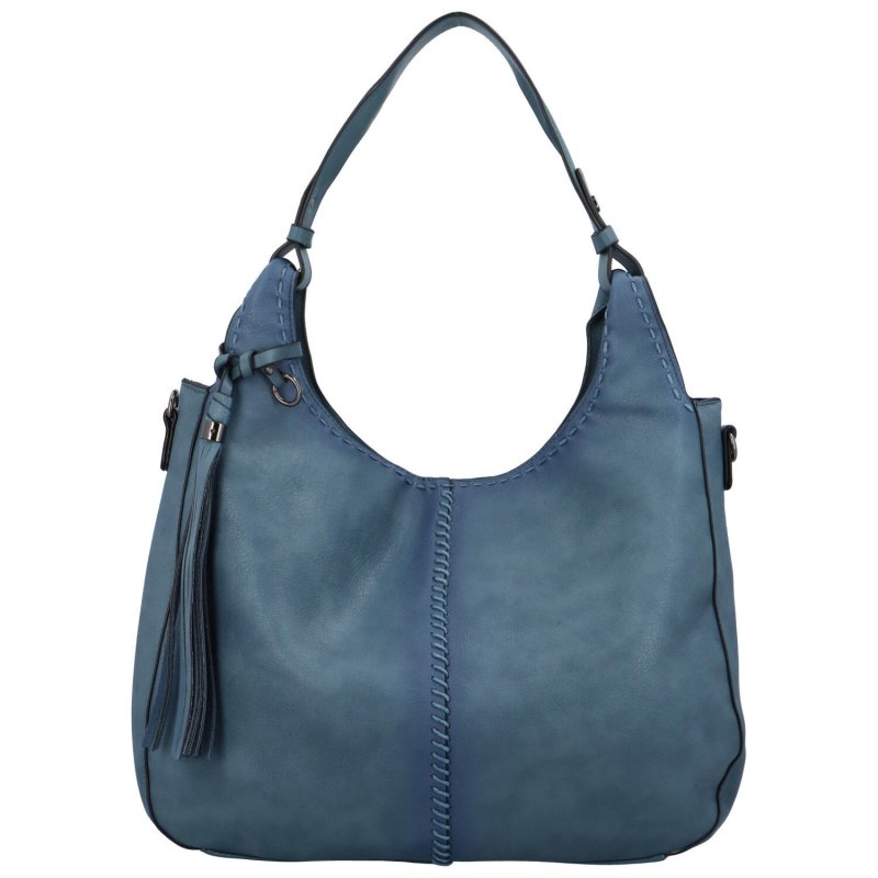 Trendy dámská koženková kabelka na rameno Carolline, světle modrá