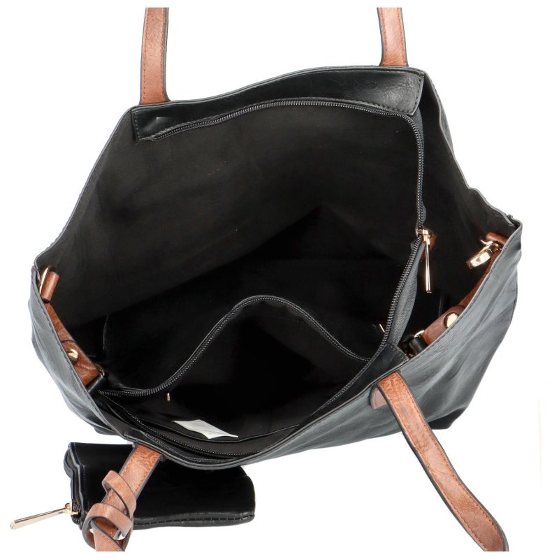 Stylová dámská velká koženková kabelka Patriccia, černá
