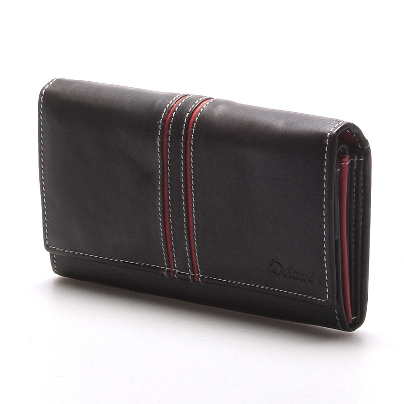 Dámská kožená peněženka Delami Carla, černo červená