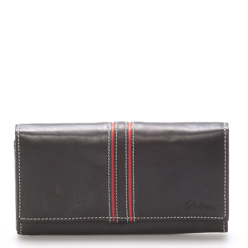 Dámská kožená peněženka Delami Carla, černo červená