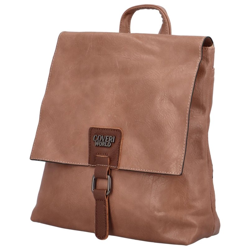 Stylový dámský koženkový kabelko-batoh Arceela, tmavě růžový