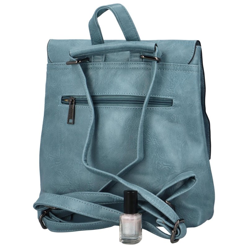 Stylový dámský koženkový kabelko-batoh Arceela, džínová modrá